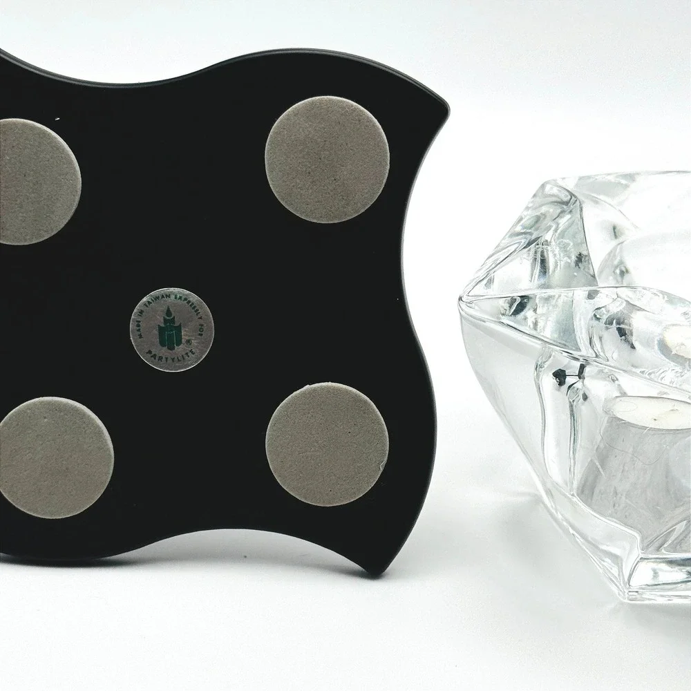 PartyLite Windswept Crystal Tealight Candle Holder w/ Black Metal Stand Artylite - Picture 3 of 6